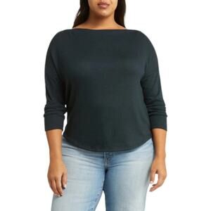 Caslon Cozy Hacci Knit Top Black Size Small NWOT $49 MSRP